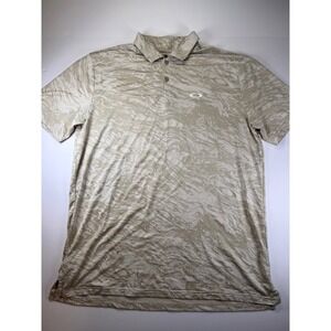 Oakley Polo Shirt Mens XL Tan Marble Swirl Hydrolix Golf Short Sleeve RegularFit